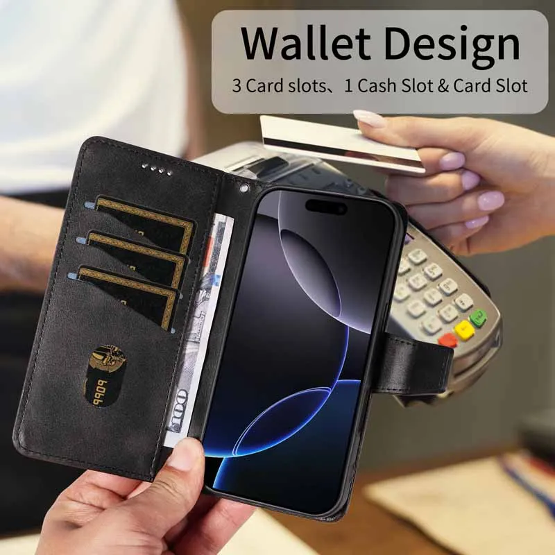 Elegant Leather Flip Phone Case with Magnetic Book Wallet and Card Holder
