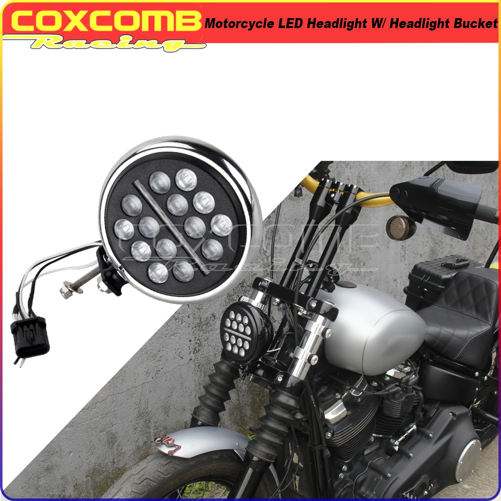 

Motorcycle LED Round Hi/Lo Beam Headlight 5.75" Head Lamp For Harley Softail Street Bob Low Rider FXBB FXBBS FXLR FXST 18-22