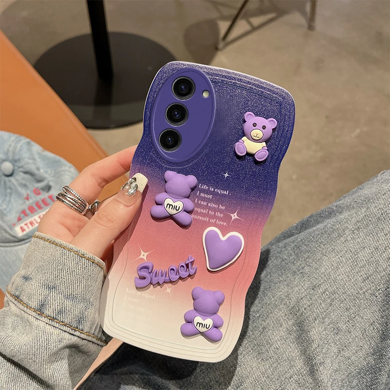 Per Samsung Galaxy S23 Plus Custodia Morbida In Silicone Waves Cover Posteriore 3D Stereoscopico Cute Bear Custodia Per Telefono Samsung Galaxy S23Plu