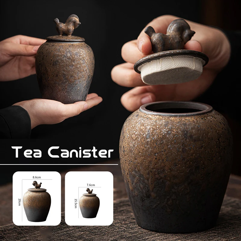 

Japanese Vintage Stoneware Tea Caddy Ceramic Airtight Jar Storage Tea Cans Tea Box Tank Container kitchen Sugar Spices Can