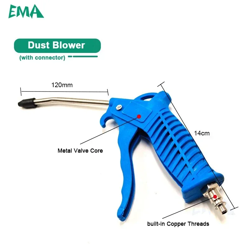 4x6mm Heavy Duty Air Dust Blow Gun Kit, 50cm Long Pneumatic Coiled TPU Hose Air Duster Gun Remover for Air Compressor 3