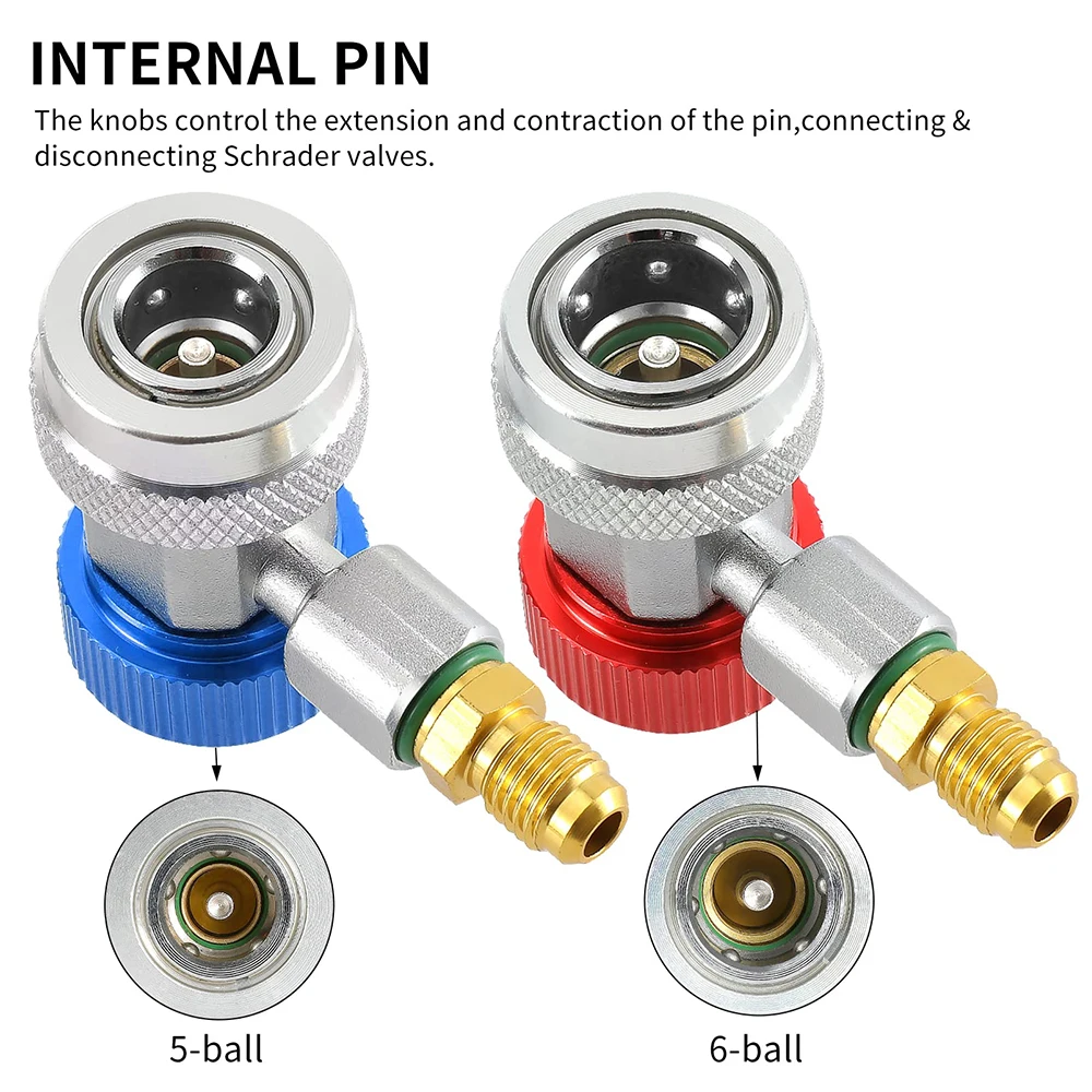 R134A R1234yf Freon H/L 자동차 퀵 커플러 커넥터 어댑터, 에어컨 냉매 조절식 매니폴드 게이지 세트