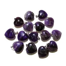 

20PCS Natural Stone Amethyst Peach Heart Pendant 20mm For Jewelry MakingDIY Necklace Earring Accessories Healing Gems Charm Gift