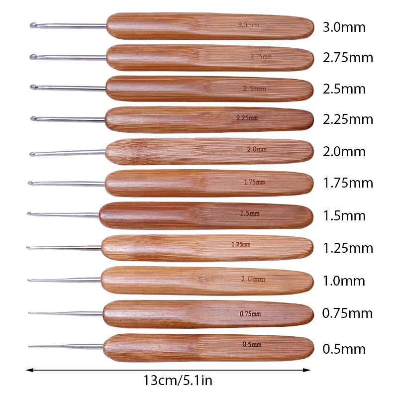 Sewing Tools Knitting Needles Crochet Hooks Knitting Supplies Knitting Material Weaving Tools Knitting Craft Supplies LMDZ 0.5mm-3mm Wooden Handle Knitting Needles Bamboo Knitting Hooks DIY Crochet Hooks Needles for Weave Yarn Sewing Tool