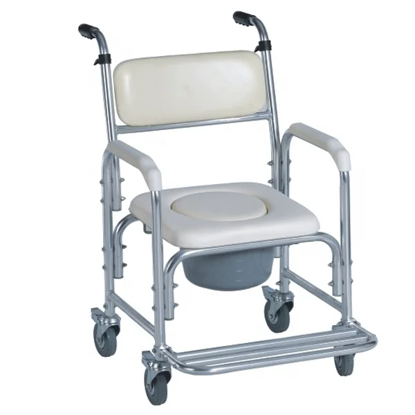 

Chinese Manufacturer Aluminum Folding Commode Toilet Chair For Elderly With wheels and footstep SC7005B