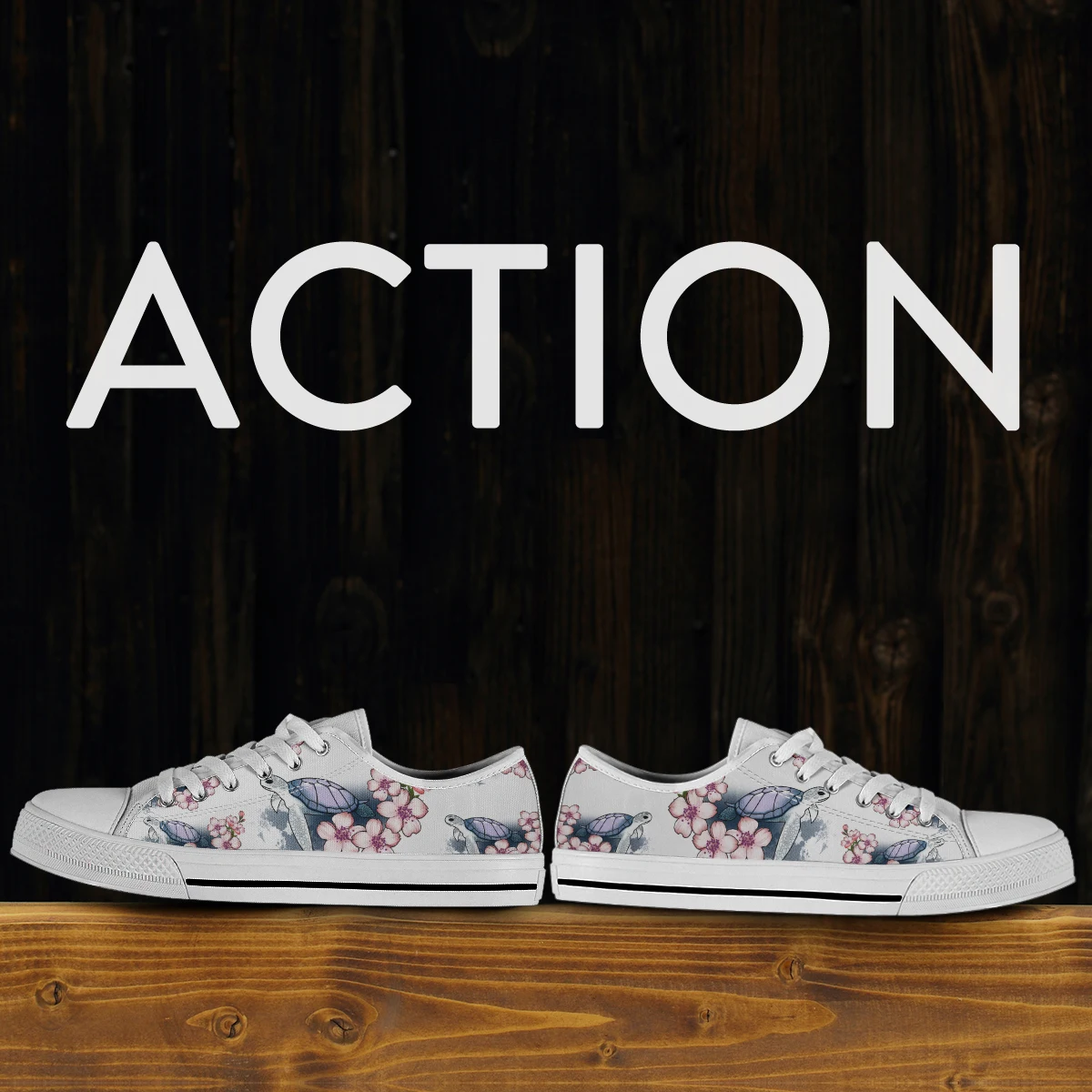 3D Animal Turtle Flower Pattern Shoes Woman Sneakers Casual Flat Shoes Low Top Lace Up Footwear Autumn Canvas Shoes