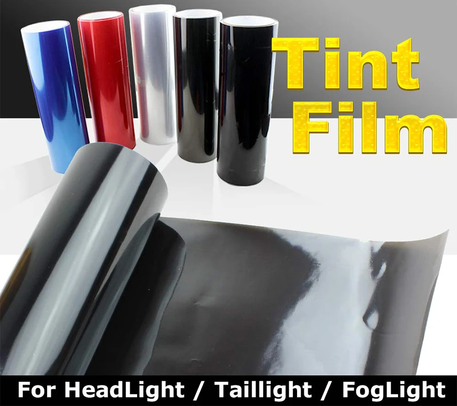 

30cm Dark Black Smoke Tint Film Lens Vinyl Wrap Sticker For Car Auto Headlight Taillight Fog Light 12" inch/ 1Ft