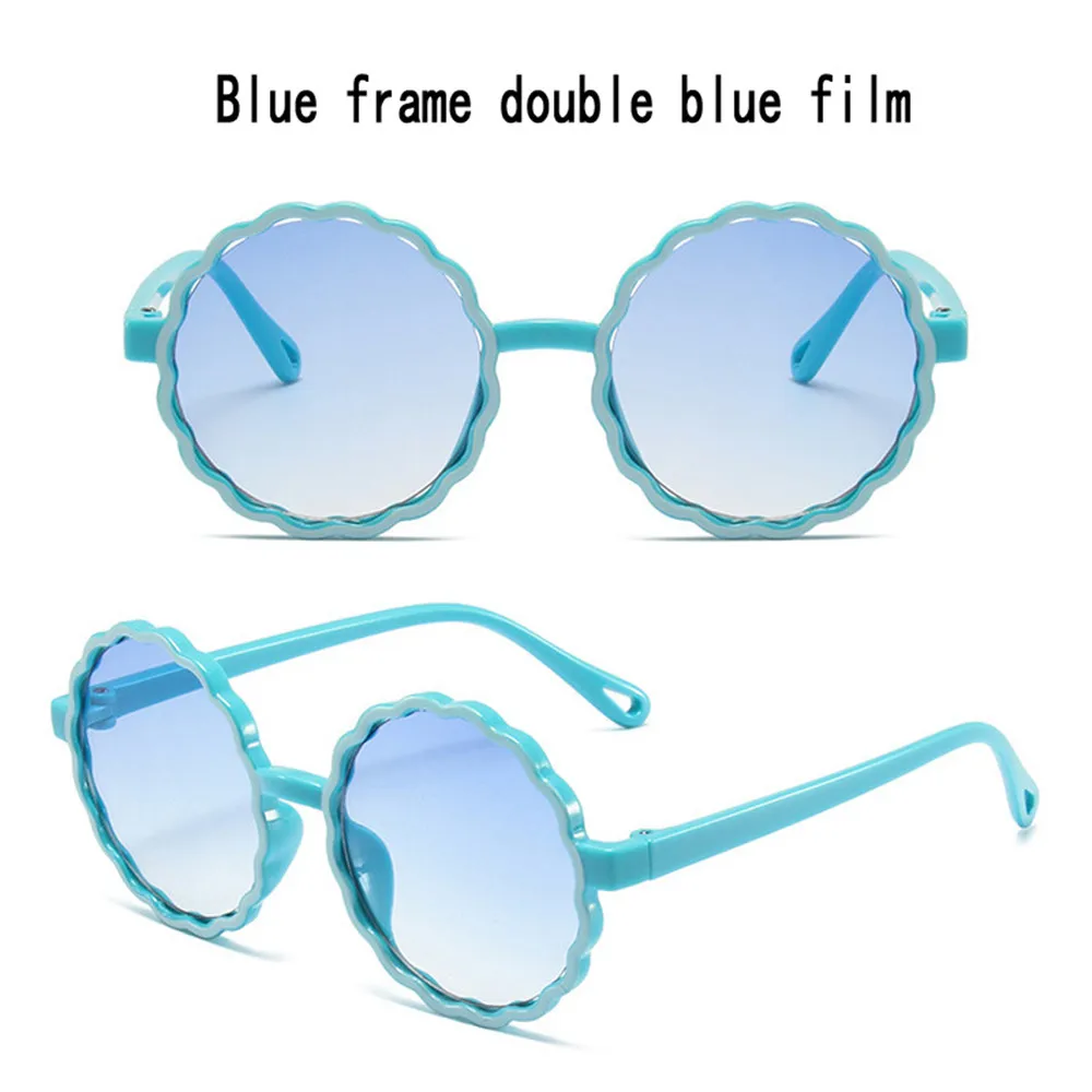 iboode Retro Round Frame Wave Children's Sung Fashion Contrast Color Flower Shape Boys Girls Outdoor Shading Sun_voghion.com