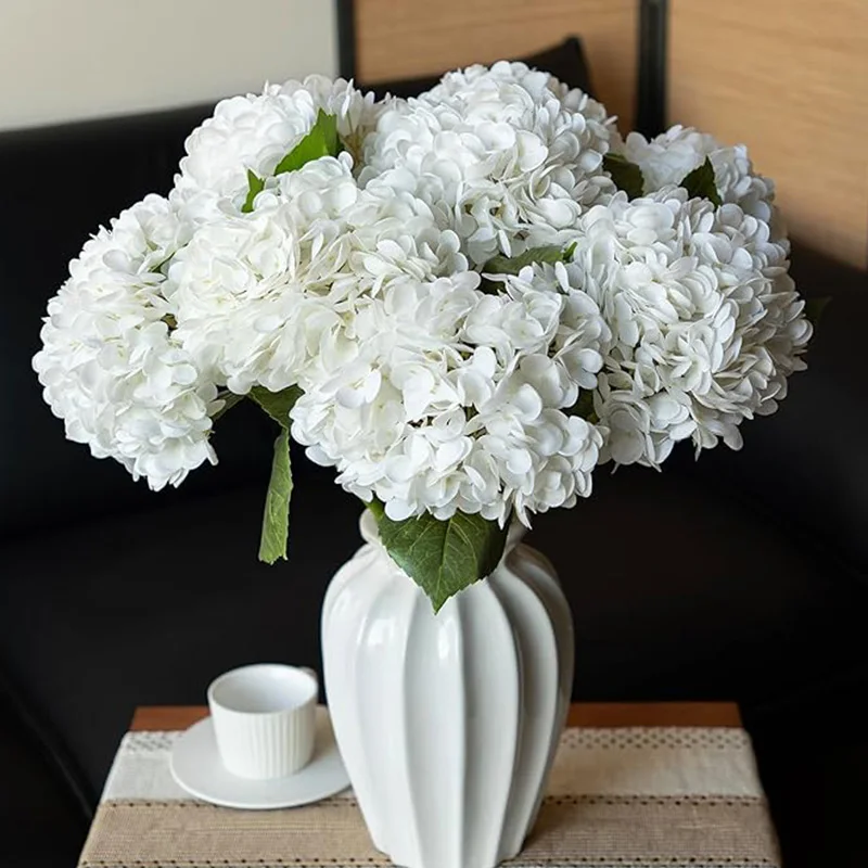 1 Stücke 39 cm Weiße Künstliche Hortensien Blumenstrauß für Zuhause Zimmer Hochzeit Dekoration Tisch Blumenarrangement Dekoration – Detail 7