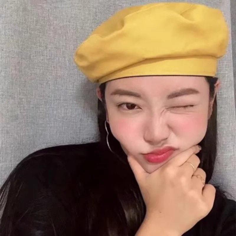 레저용 팔각형 모직 베레모, 한국 버전, 패셔너블하고 다목적, 심플한 블랙 화가 베레모, 영국 빈티지 모자, 편안함