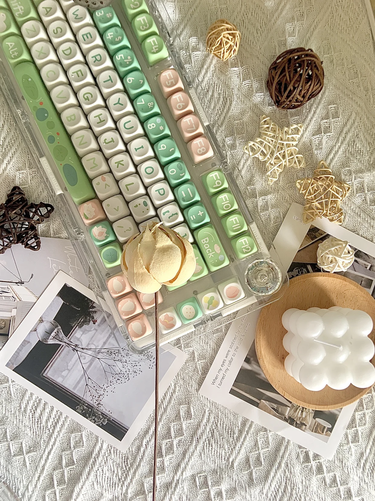 Theme, Pbt Altura, Teclado Mecânico, Bonito, Personalizado, Sublimação, Branco