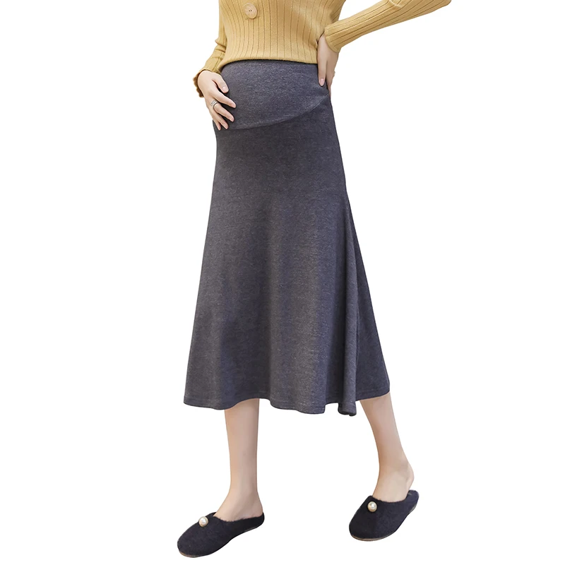 O68402# Pregnancy Skirt Skirts Women Trendy Fashion Mom Spring Autumn High Waist Stylish Knitted Mid-Long Maternity Skirt