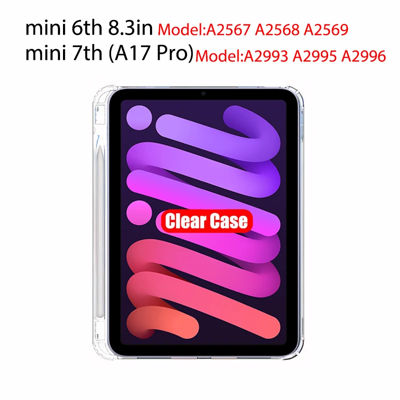 Clear iPad Case with Pencil Holder - Durable, Soft TPU Protective Cover