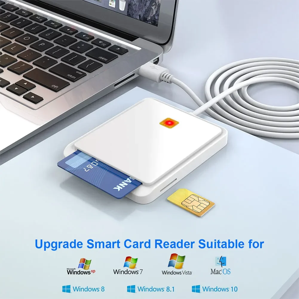 White USB Smart Card Reader for ID Bank SIM Card Cloner