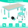 Rectangle Kids Table with 6 Chairs Set, Height Adjustable Toddler Multi Activity Table Set, Arts&Crafts Desk for Girls, 2-10 old 3