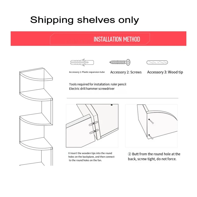 5-Story Shelf Corner Floating Shelf Wall Shelf Corner Bookshelf Family Kitchen Storage Living Room Decoration 5