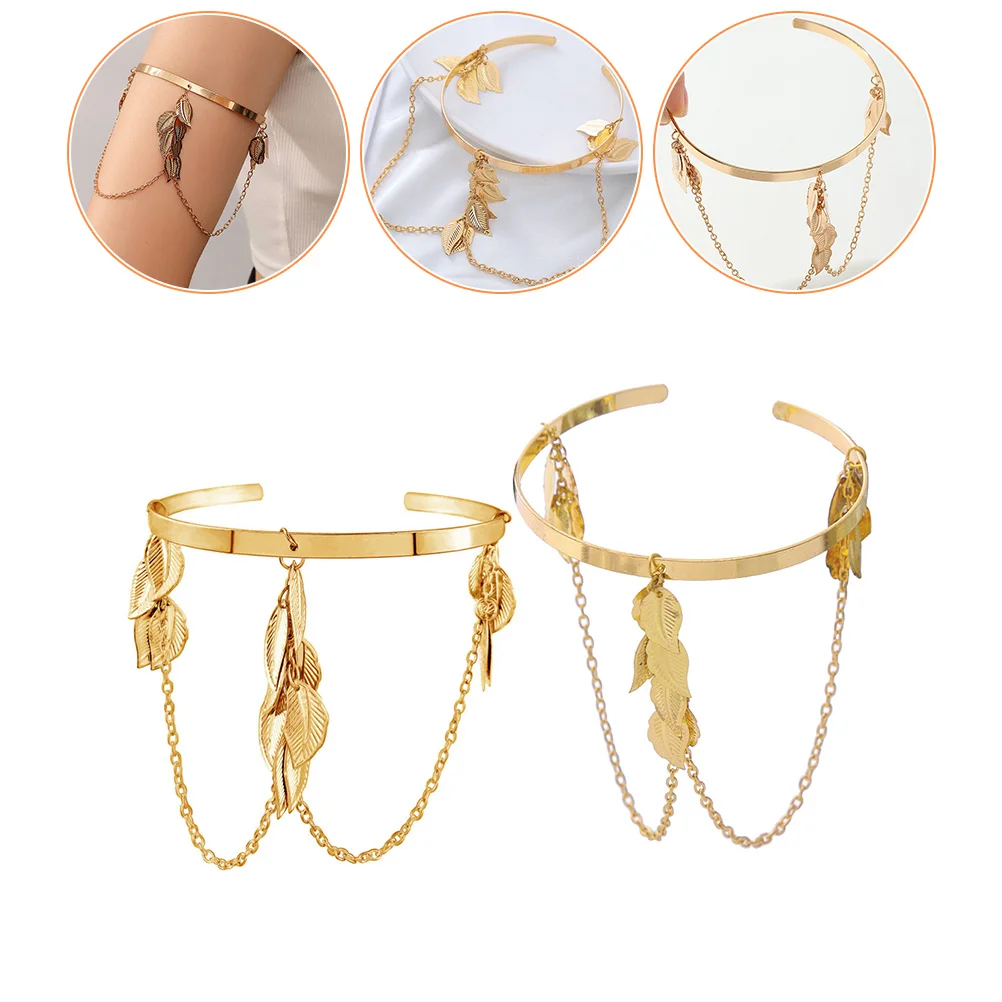 

2 Pcs Wristband Women Arm Jewelry Upper Metal Cuff Alloy Girls Armlet Charms Armlets