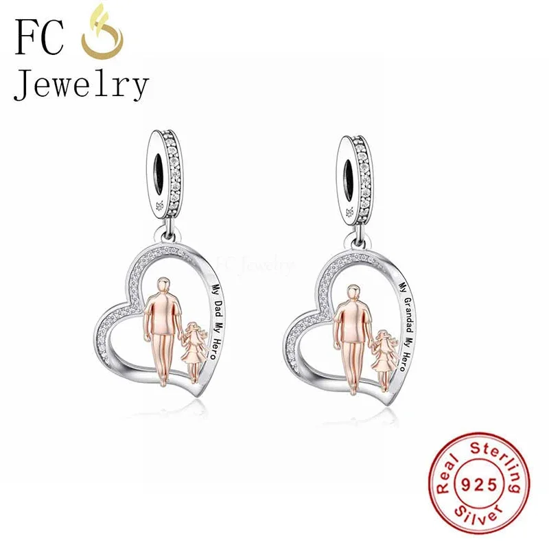 FC Jewelry Fit Original Pan Charms Bracelet 925 Sterling Silver Heart Zircon My Dad My Hero Bead For Making Women Berloque 2025 2