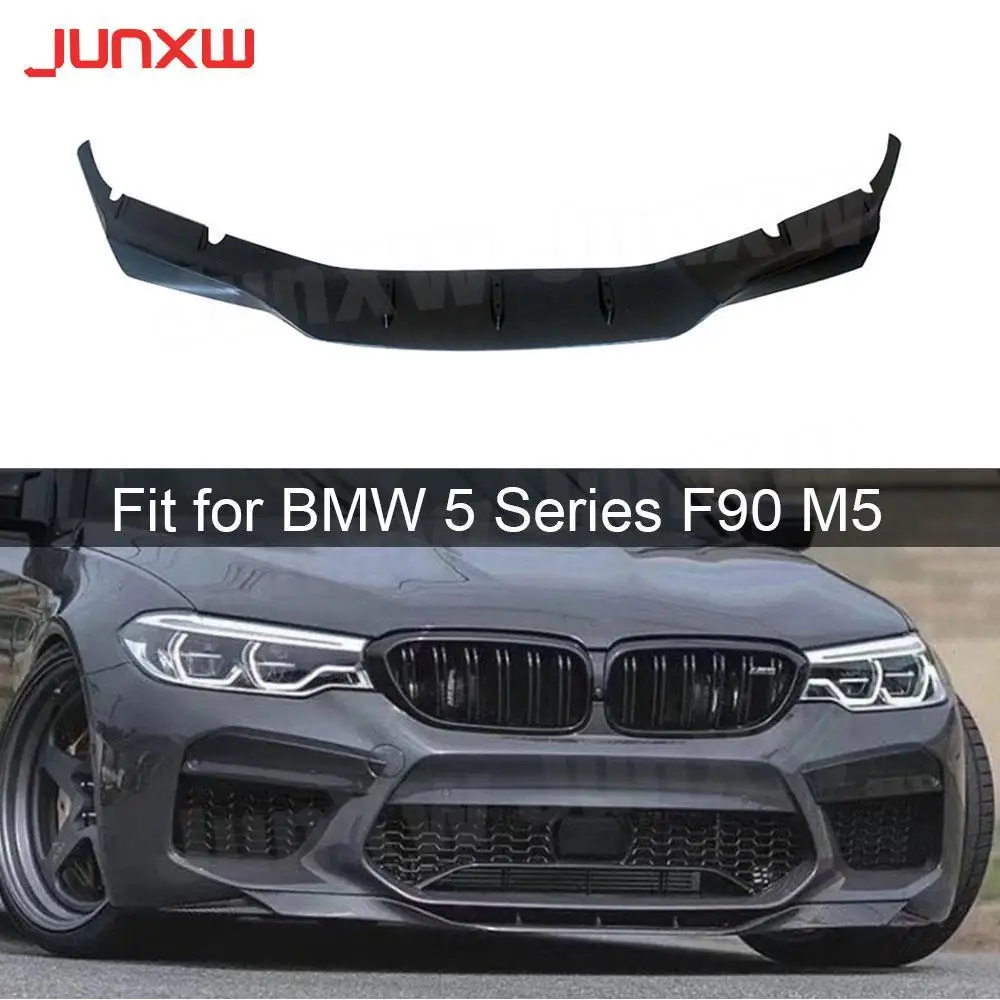 

ABS Carbon Look Gloss Black Front Bumper Lip Guard Splitter Spoiler Plate For BMW 5 Series F90 M5 Sedan 2018 - 2020 PRK Style