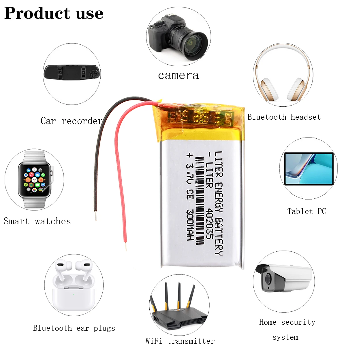 Bluetooth 042035 402035 300mah MP3 MP4 MP5 small toys 3.7V lithium polymer battery