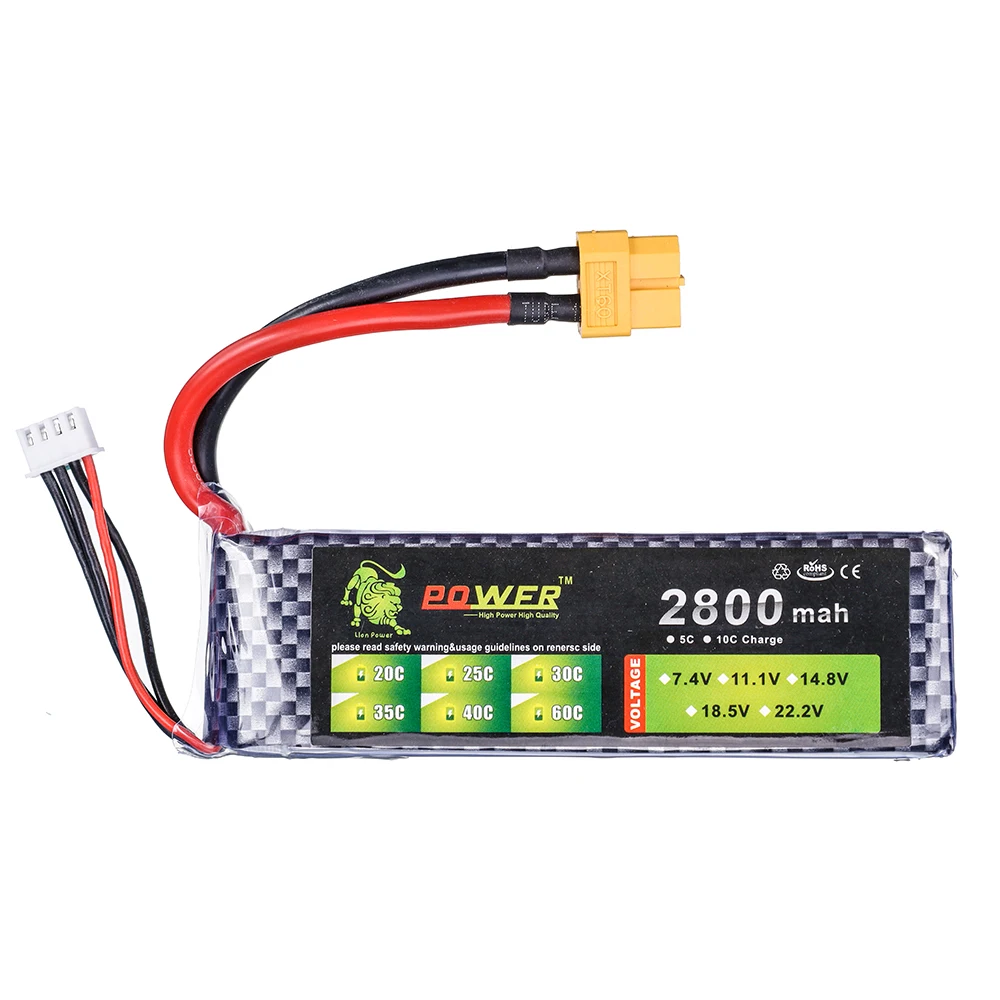 Batterie LiPo 7.4V 11.1V 14.8V 2800mAh pour RC Drone Voiture