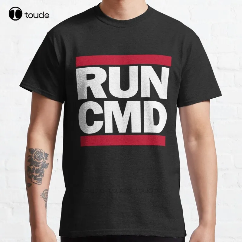 Классическая хлопковая Мужская футболка New Run Cmd, черная футболка для мужчин, модные забавные мужские футболки на заказ для подростков, унисекс, Новинка