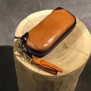 Pochette da uomo in vera pelle di lusso fatta a mano Vintage Designer Casual portafoglio porta carte di credito in vera pelle bovina di alta qualità 1