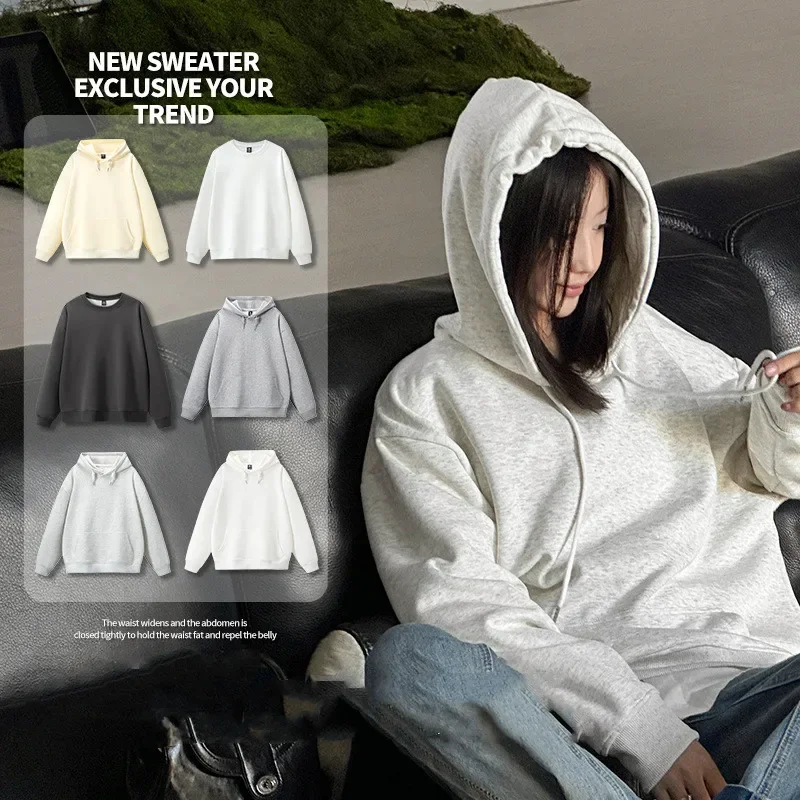 Korean Hooded Shirt Hoodies Women 2024 Sweatshirts Women Sports Sweatshirts Plus Size Pullovers Heavyweight Hoodies Women Hoodie