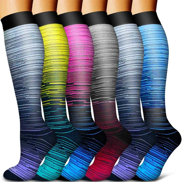 5/6 Pairs Men and Women Compression Socks Circulation Recovery Varicose Veins Nursing Travel Running Hiking Sports Socks 6 pairs-YY020