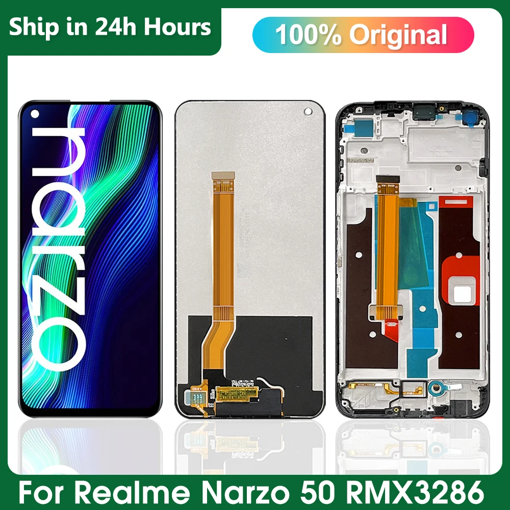 

6.6"Original For Realme Narzo 50 LCD Display With Frame Touch Panel Digitizer Assembly Parts For OPPO Narzo50 RMX3286 LCD Screen