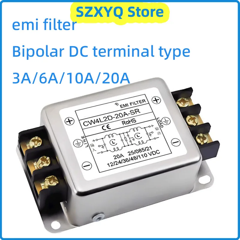 DC-Netzteilfilter CW4L2D-Serie – 2-stufige Rauschunterdrückung, 110 VDC, 3A/6A/10A/20A, Metallgehäuse, Schraubklemmen, Für EMI-Schutz In Industrie & Automatisierung