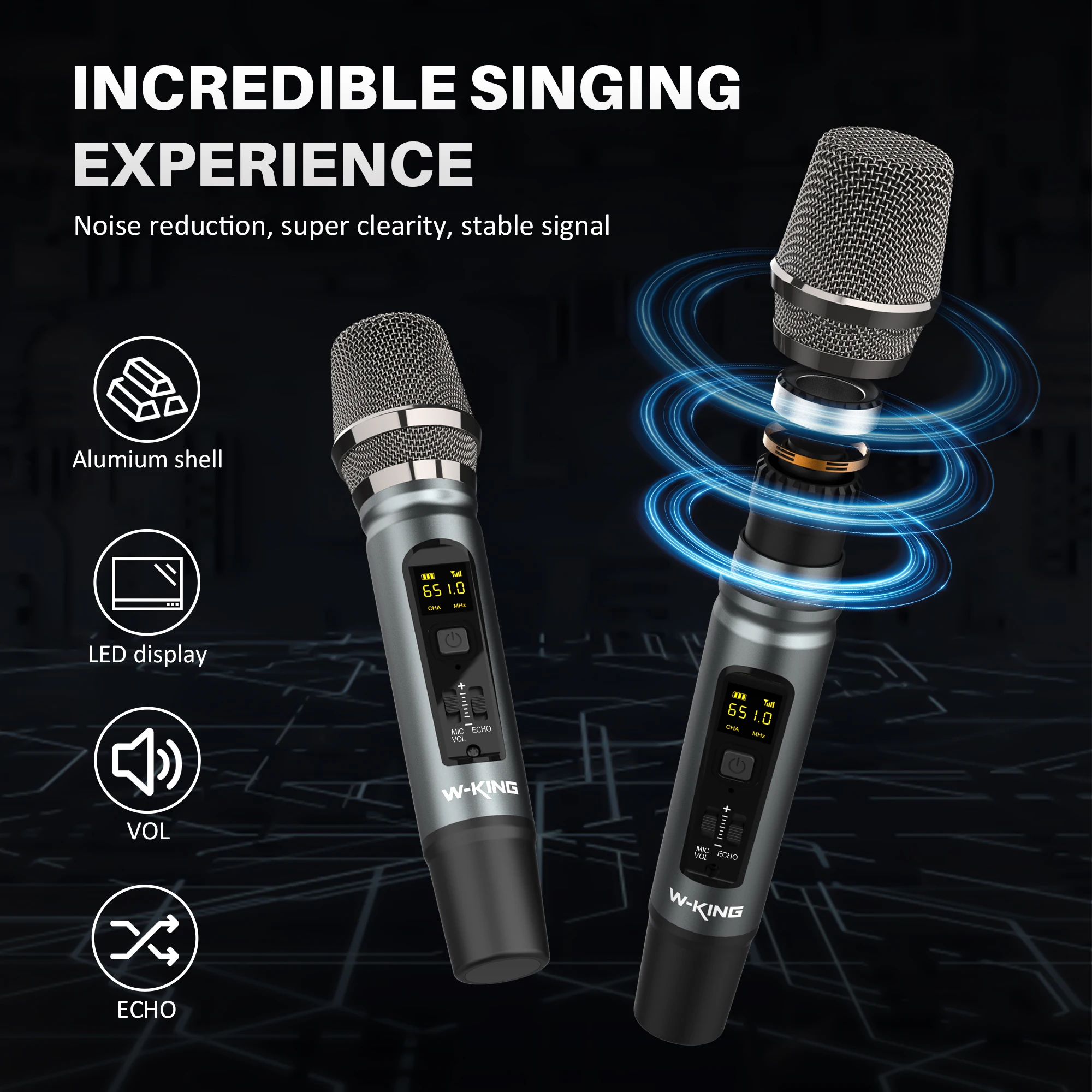 W-KING Portable Bluetooth Speakers 200W RMS, Massive Bass Party Boombox IPX7 Waterproof Speaker Large Loud Outdoor, With 2 Mic 4