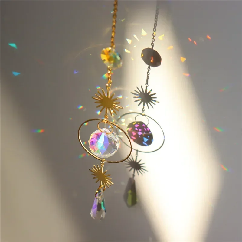 Sun Moon Stars Prism Beads Exquisite Rainbow Suncatcher for Garden and Windows