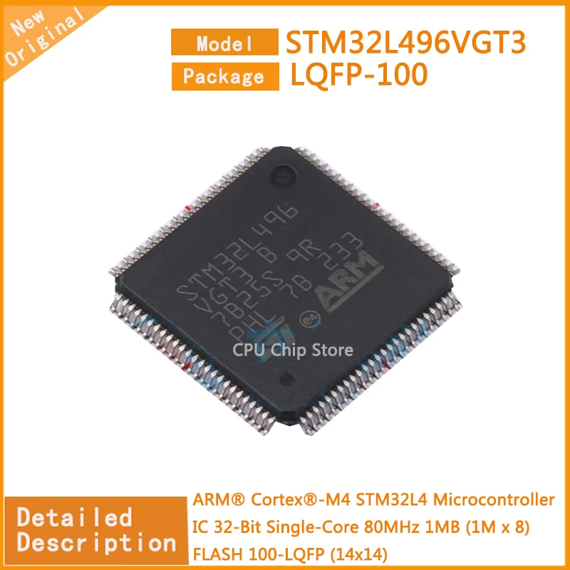 

Микроконтроллер STM32L496VGT3 STM32L496, 32-битный, одноъядерный, 80 МГц, 1 Мб (1 м x 8), FLASH 100-LQFP (14x14), 5 шт./партия