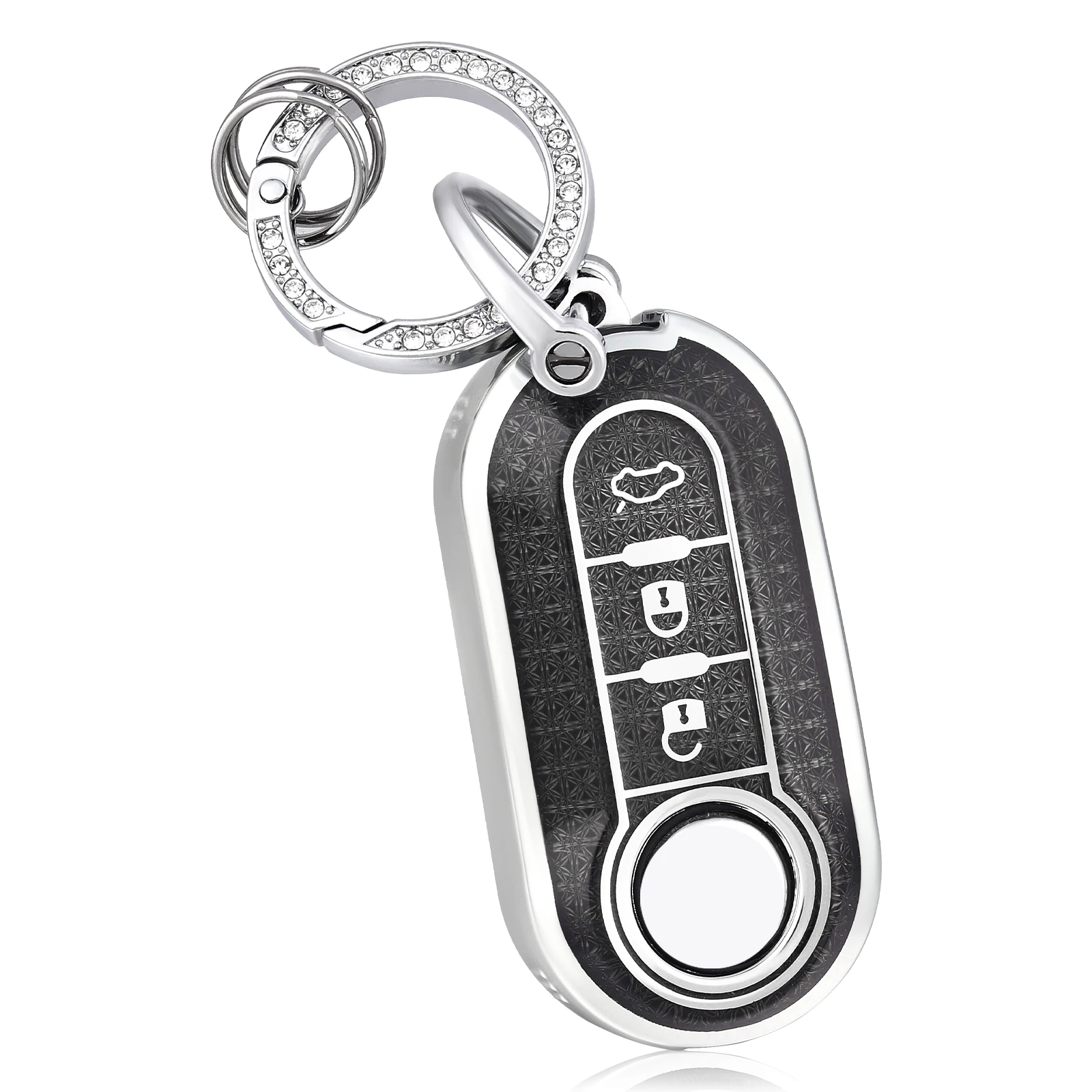 TPU-Autoschlüsseletui mit Schlüsselanhänger für Fiat 500, Panda, Punto, Bravo, Doblo, Peugeot, Boxer, Citroen, Relais, Fiat, Ducato, Lancia Musa – Detail 2