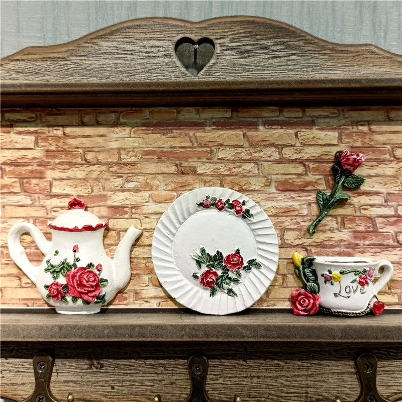 Wooden Home Miniture Key Hook Ornamental Metal Tableware Model Wall Handbag Hanger Everyday Convenience Homeware Decor Door 4