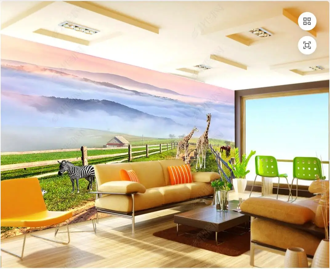

3d photo wallpaper custom mural Animal World Elephant Giraffe 3D Landscape home decor wallpaper for walls 3d living room
