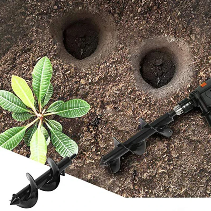 Garden Auger Spiral Drill Bit Flower Planter Bulb Shaft Auger Yard Gardening Earth Drill Planting Hole Digger Tool 4