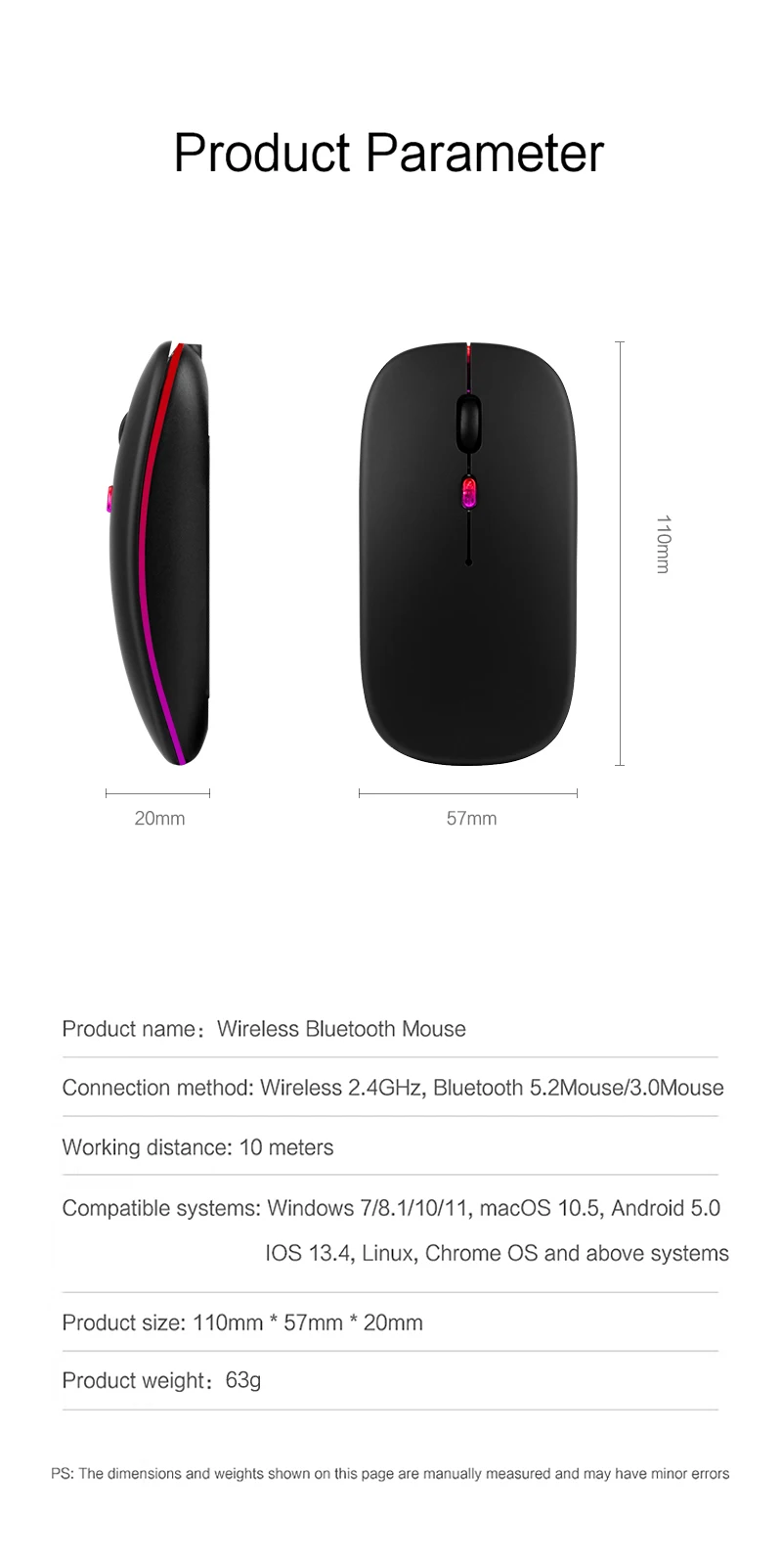 Souris Bluetooth sans fil pour MacBook Rechargeable-10