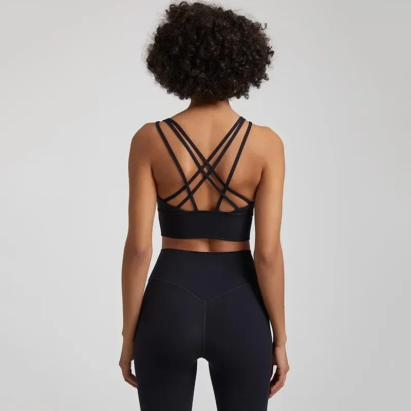 Lemon High Strength Women Fitness Bra Sweat-wicking Sports Bra Top Cross Back High Impact Comprehensive Training Jogging