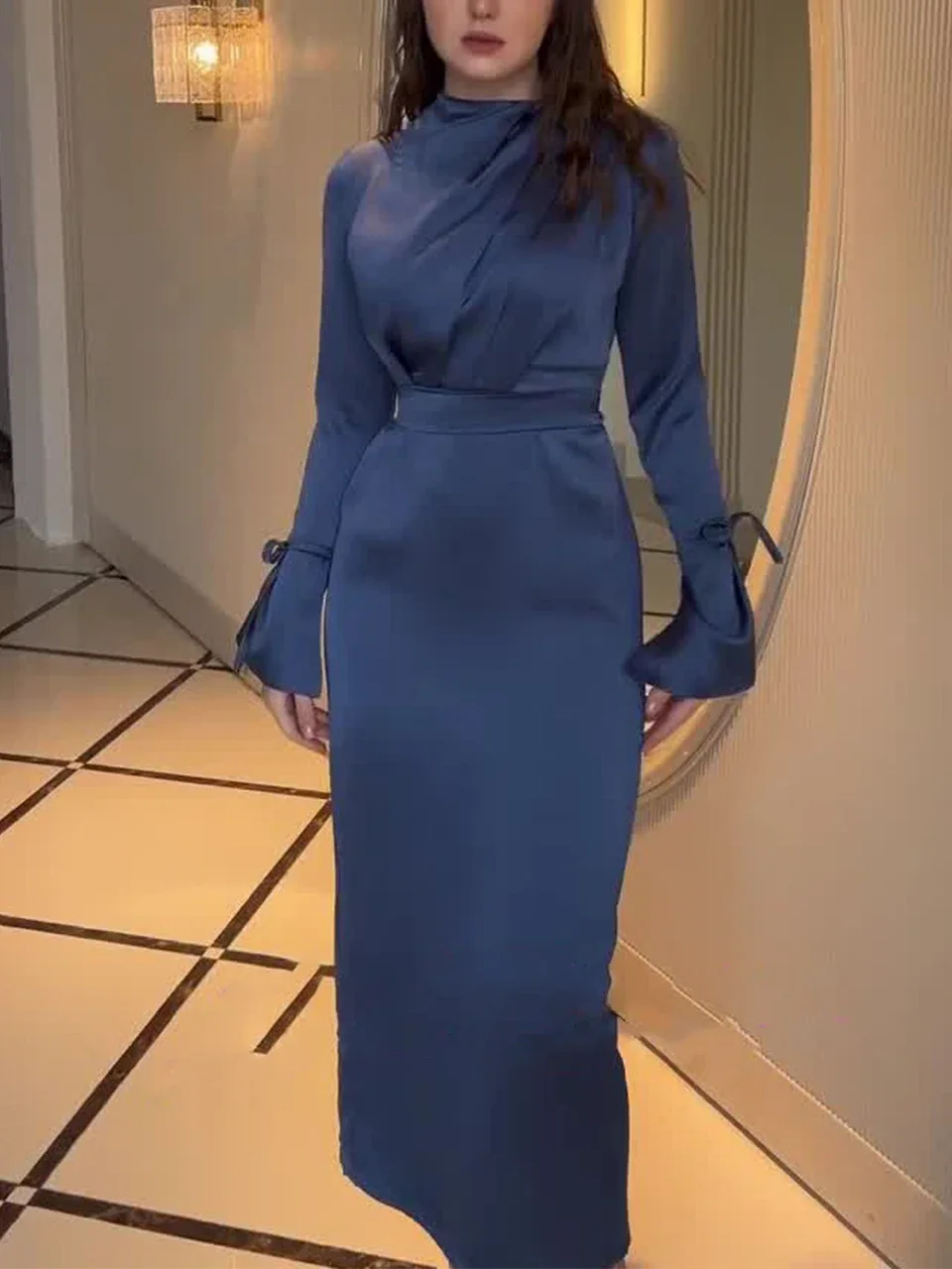 

Женское атласное вечернее платье, длинные платья на шнуровке в мусульманском стиле, абайя джалабия, Рамадан, Дубай, кафтан, мусульманское платье, арабское платье, Марокко