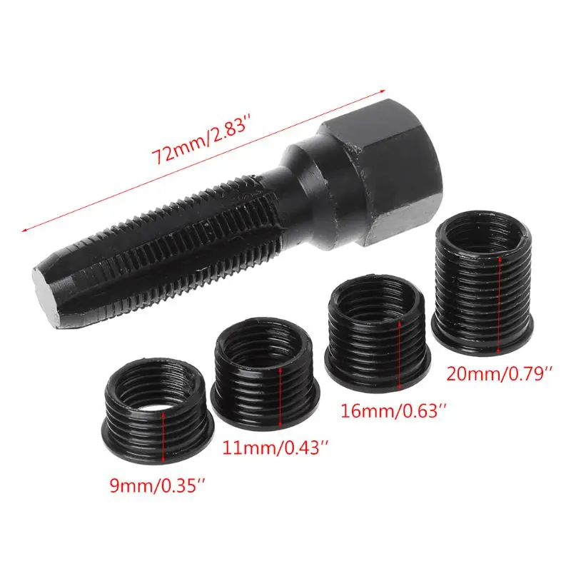 14mm Spark Plug Rethread Rethreader Repair Tap Tool Reamer Inserts Kit Professional