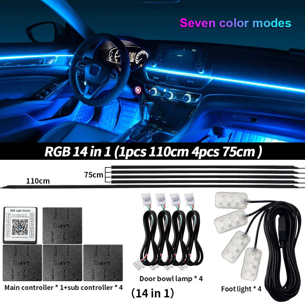 ตัวเลือกสินค้า แถบไฟ LED ปรับสีได้ 213 สี สำหรับตกแต่งภายในรถ