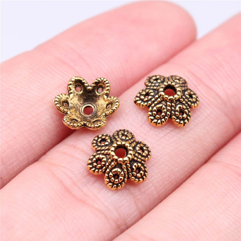 WYSIWYG 50개 참 장식품 10x4mm 비즈 캡 쥬얼리 제작용 DIY 쥬얼리 부자재 3가지 색상 합금 참 펜던트