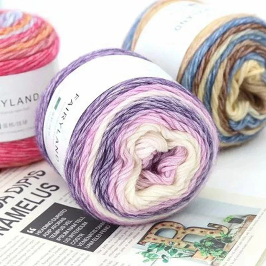 100g Rainbow Woollen Yarn New Soft Hand Woven Cake Yarn Hat Scarf Sweater Dyeing Crocheting Fancy Blend Yarn 3