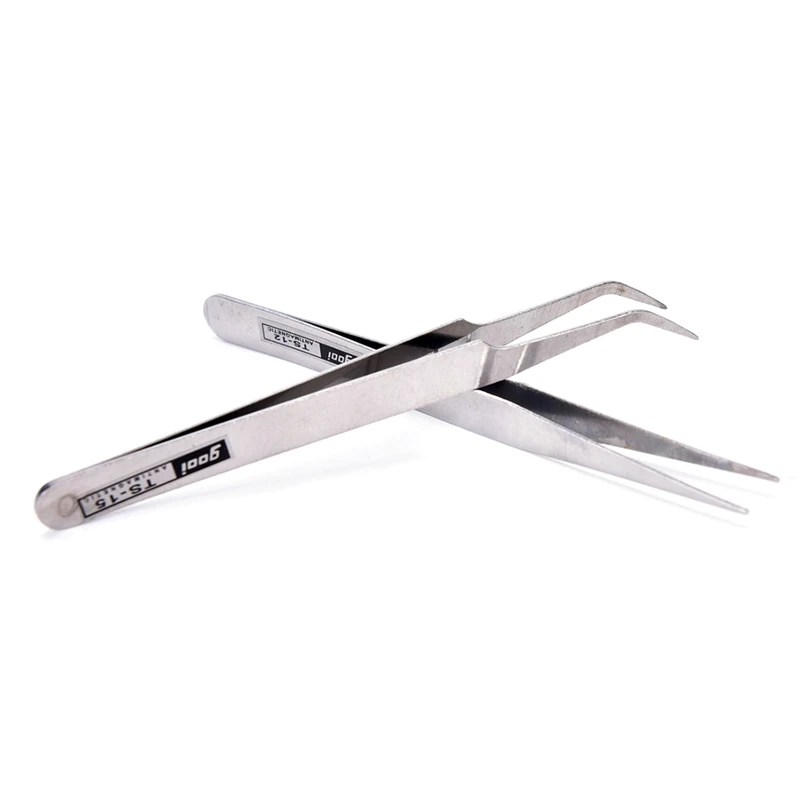 Hot Repair Precision Assembly Set Tool Stainless Steel Electronic Tweezers 2pcs precision tweezers tweezer tool phone repair tweezers