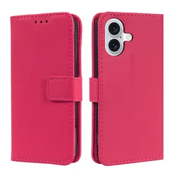 Elegant Leather Flip Case Wallet with Stand Feature and Card Holder - iPhone 6 6 S (Rose red)