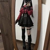 2024 Japanese Black Short Skirt Set Gothic Ruffle Mini Skirts Sexy Lace Off Shoulder Lolita Shirt Gown Faldas Y2k Aesthetic Suit 5