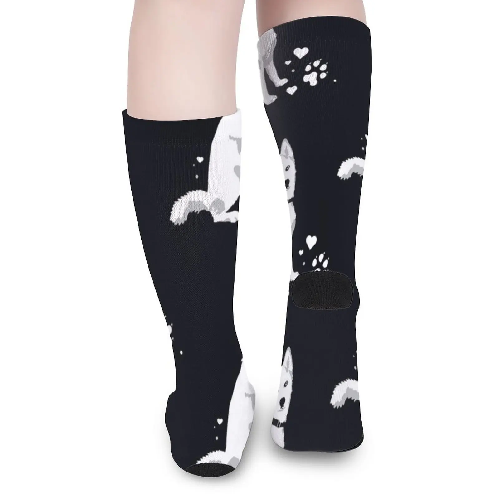 cute white Siberian Husky sweet white Snow dog Socks men gifts golf