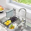 Telescopic Sink Shelf Adjustable Kitchen Soap Sponge Rag Brush Holder Stainless Steel Sink Drain StorageRack Sink Storage Basket 4
